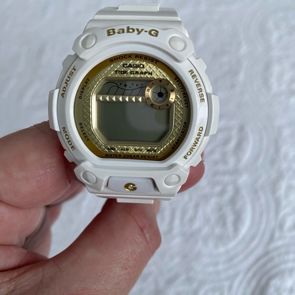 Baby G watch with tide clock, worn very lightly
